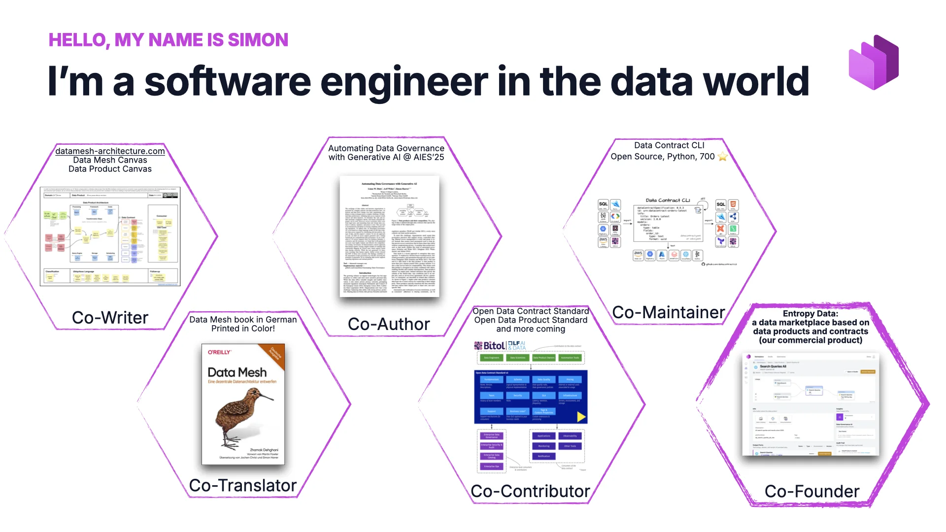 Diapositiva 3: un ingeniero de software en el mundo de los datos: co-writer, co-translator, co-author, co-contributor, co-maintainer, co-founder
