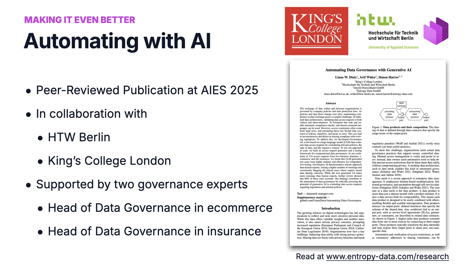 Automatizar con IA: publicación revisada por pares en AIES 2025, con la HTW Berlin y King's College London, más dos expertos en gobernanza de e-commerce y seguros