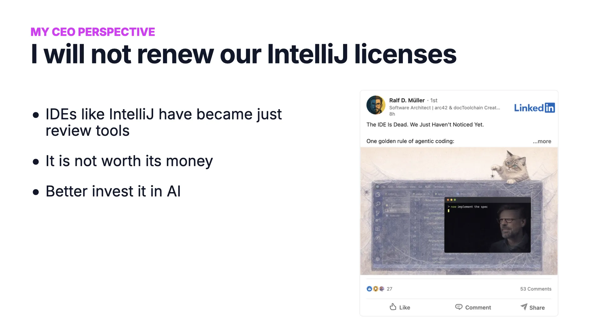Diapositiva 30: no renovamos las licencias de IntelliJ