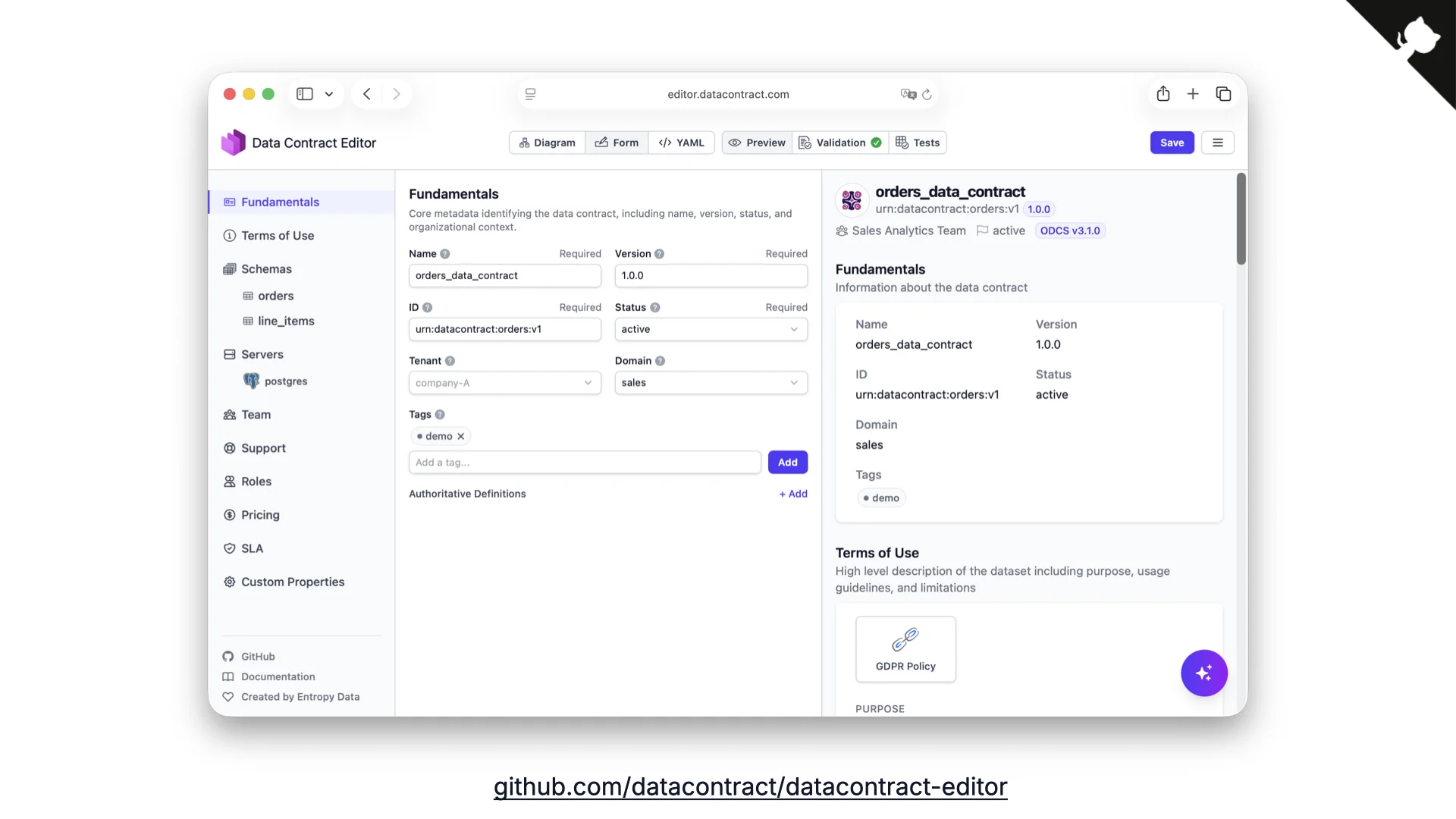 Diapositiva 32: Data Contract Editor