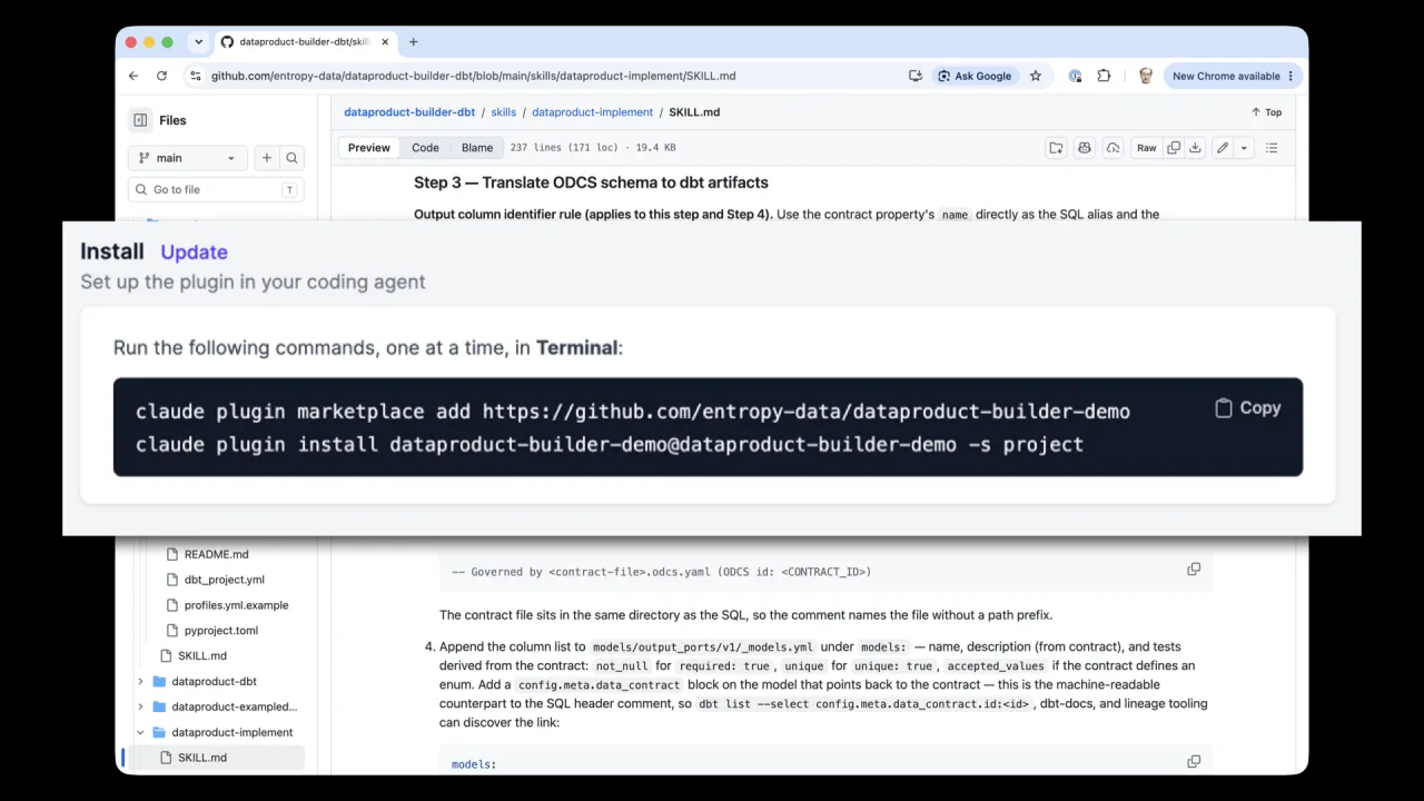Instalando el data product builder como plugin en Claude
