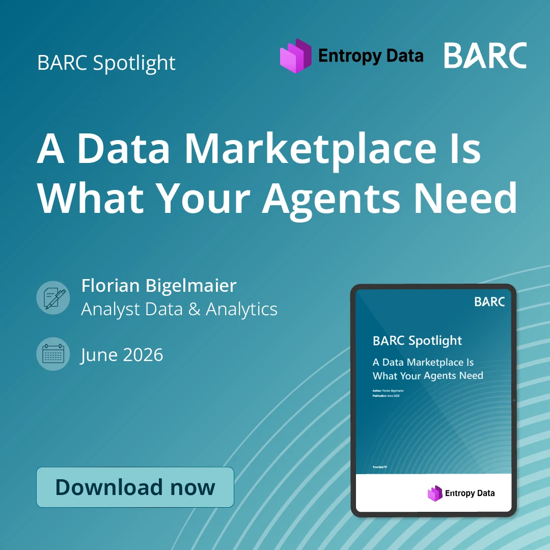 BARC Spotlight: A Data Marketplace Is What Your Agents Need, por Florian Bigelmaier, junio de 2026. Descárgalo ahora.