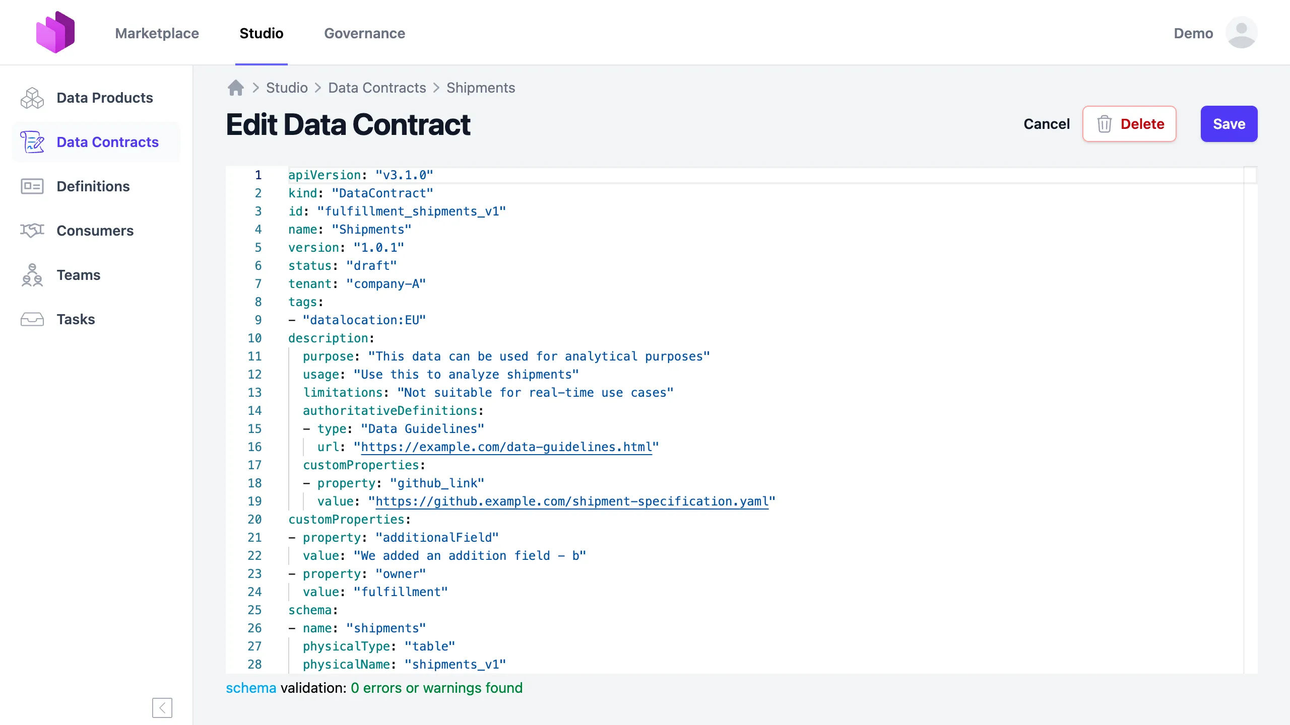 Entropy Data mit nativer ODCS-Unterstützung