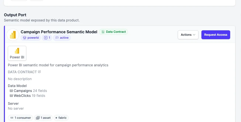 Un modelo semántico de Power BI expuesto como producto de datos y gobernado por un Data Contract